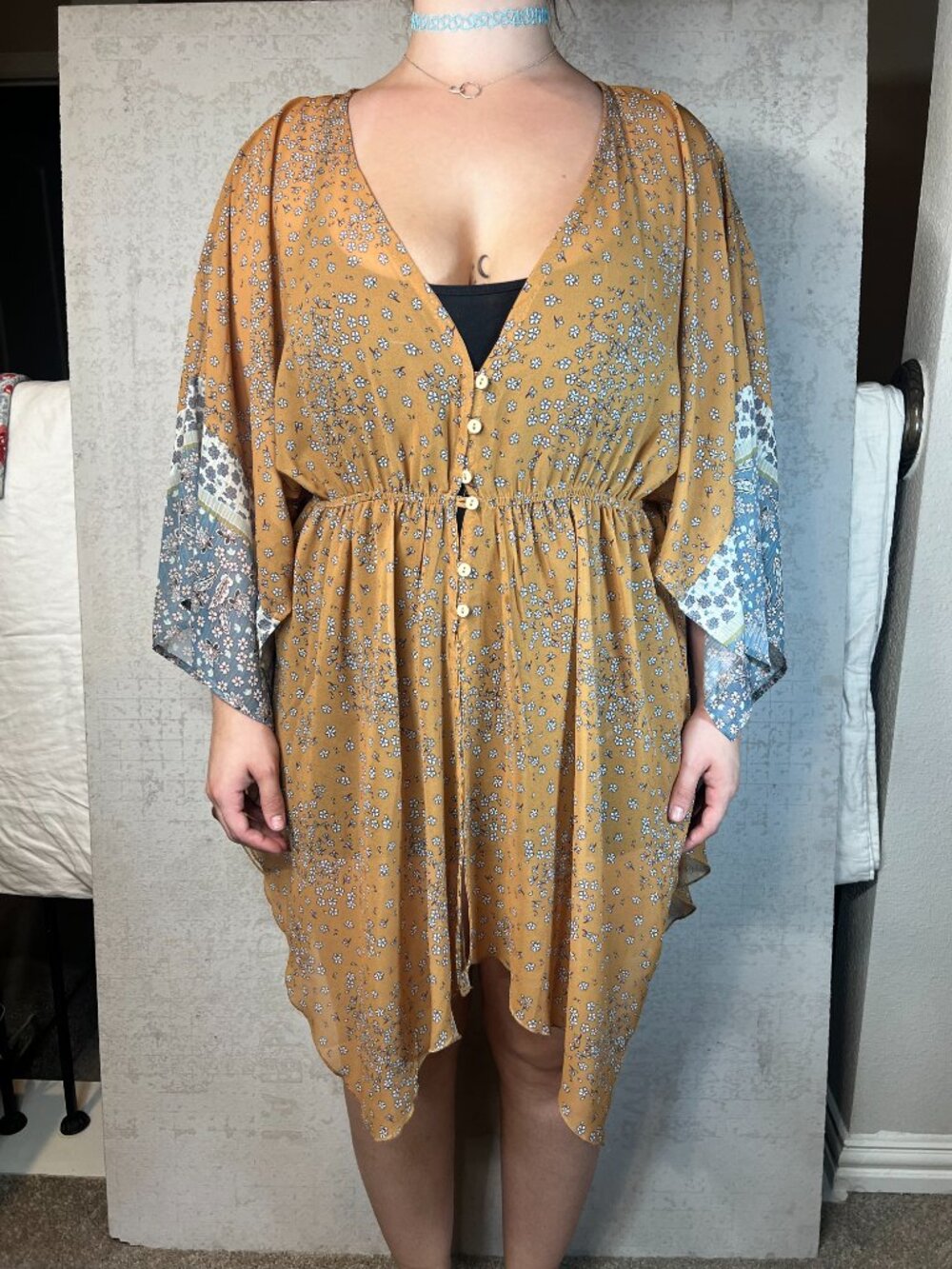 Bloomfield Sheer Layering Top Boho Western Size L